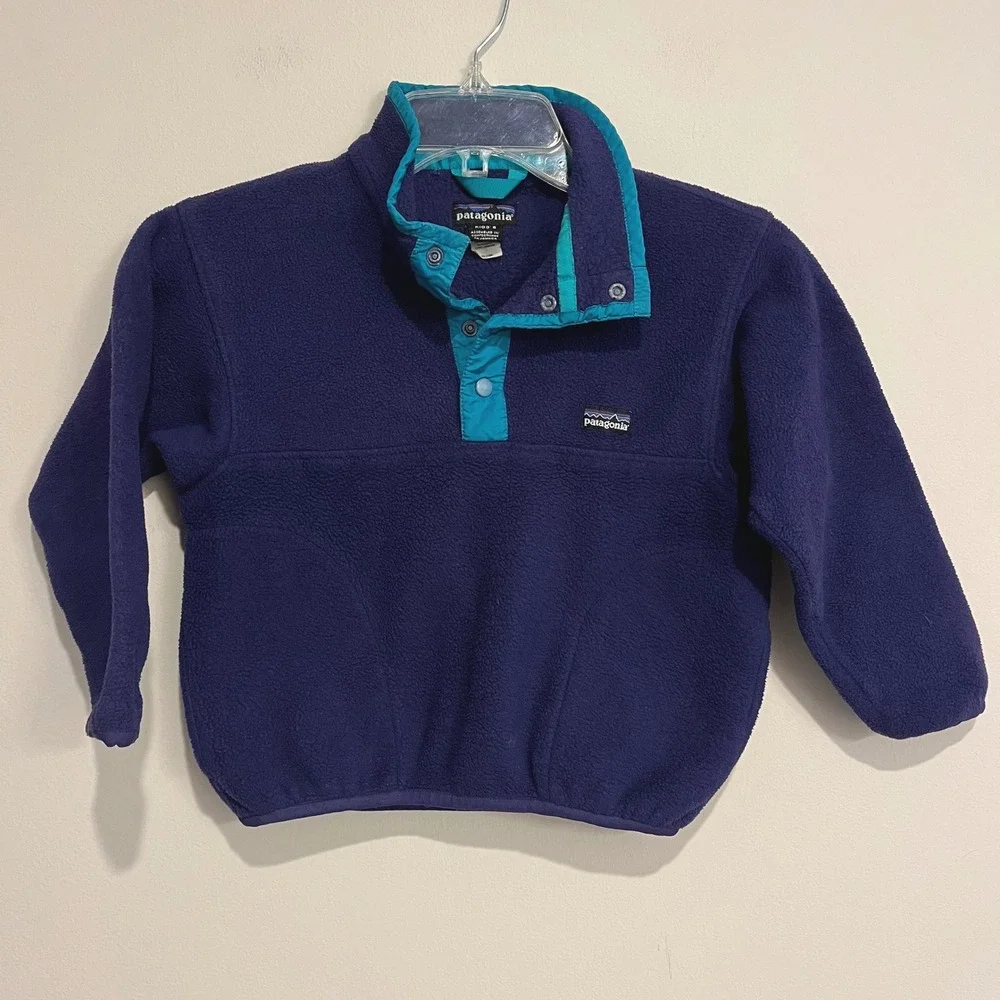 VTG Kids Patagonia Synchilla Fleece Pullover Jacket Snap T Purple Size 6